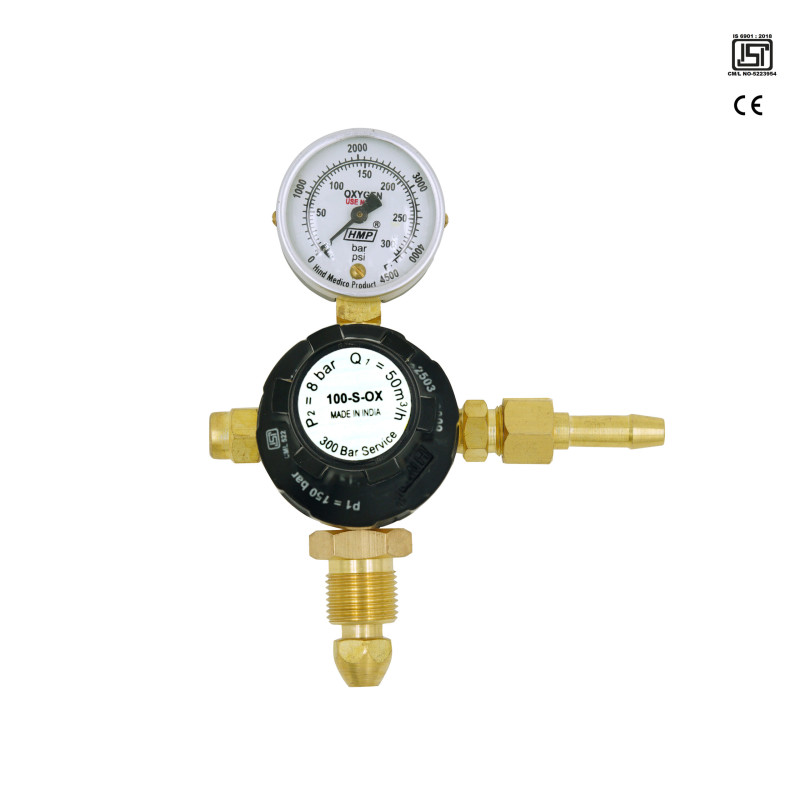Single Stage Single Gauge Oxygen Regulator "ISI" & CE Certified (Model-  100-S-OX)