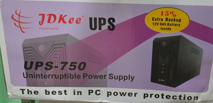 JDKEE UPS-750 Uninterruptible Power Supply 15% Extra Backup 12V9AH Battery Inside Black