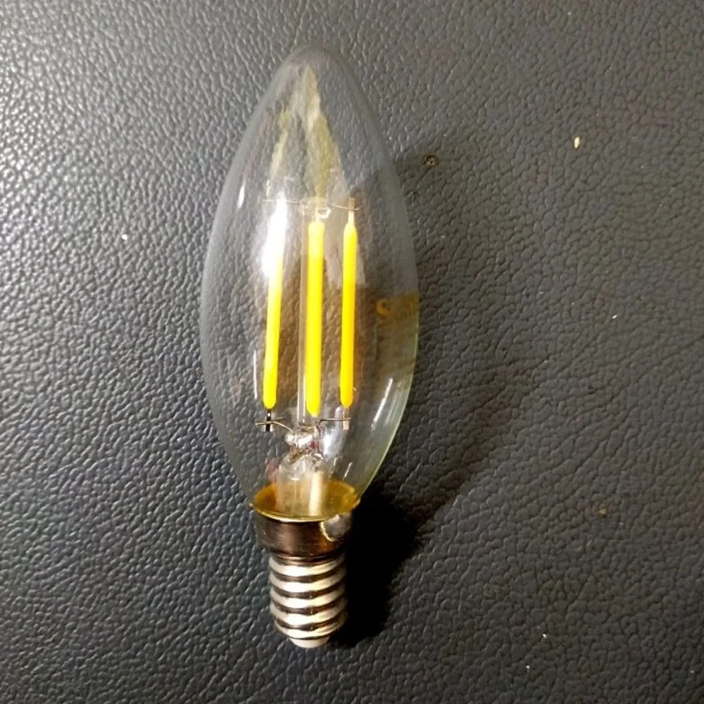 2W C-37 LED Filament Candle Lamp E14 6500K/2700K