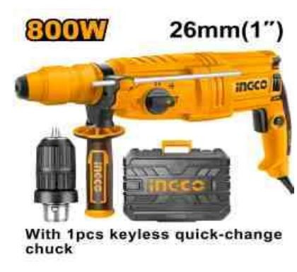 Ingco RGH9028-2 Rotary Hammer (800W) with 1pcs keylless quick-change chuck