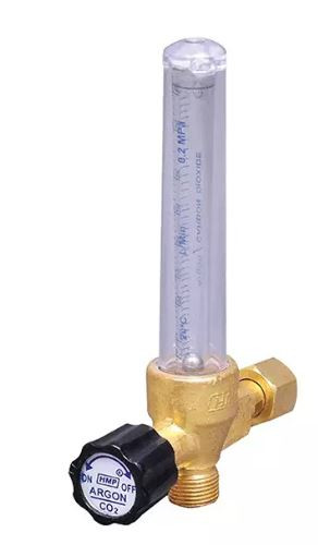 HMP Regulator With Duel Flow Meter Single Stage Double Gauge Brass & Poly Carbonate Body, Argon/Co2